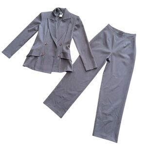 Vintage My MM Michelle Juniors Double Breasted Blazer &Pant Set gray size 3/4